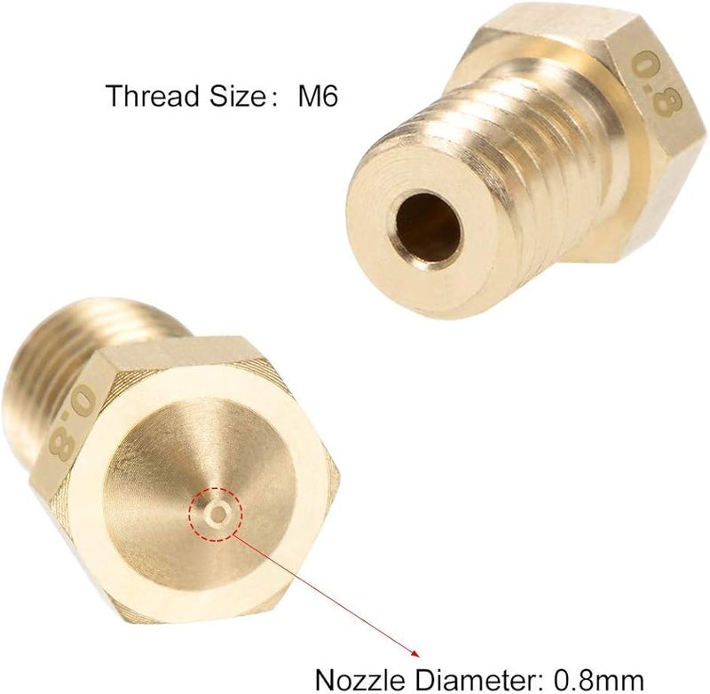 Brass 0 8mm 3D Printer Nozzle Head M6 Thread Replacement for V5 V6 1 75mm Extruder 10pcs - Image 4