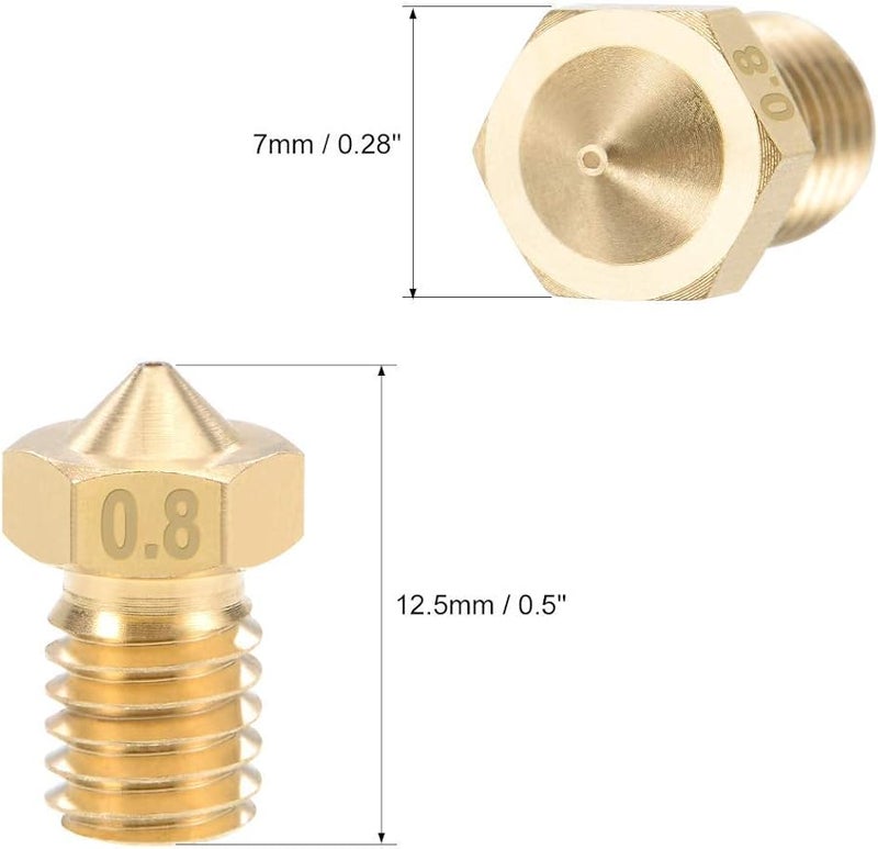 Brass 0 8mm 3D Printer Nozzle Head M6 Thread Replacement for V5 V6 1 75mm Extruder 10pcs - Image 3