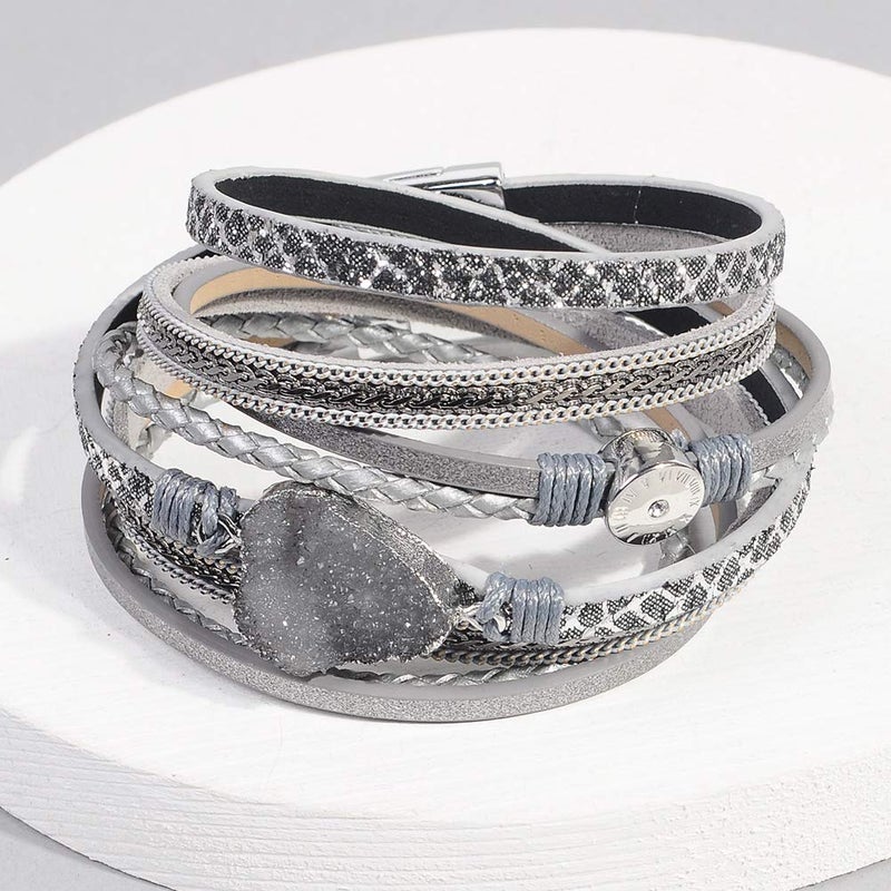 Artilady Leather Wrap Bracelet for Women - Handmade Clasp Bangle Bracelet with Pearl Beads Crystal Wristbands Jewelry Gift for lady, lover and Mother - Image 2