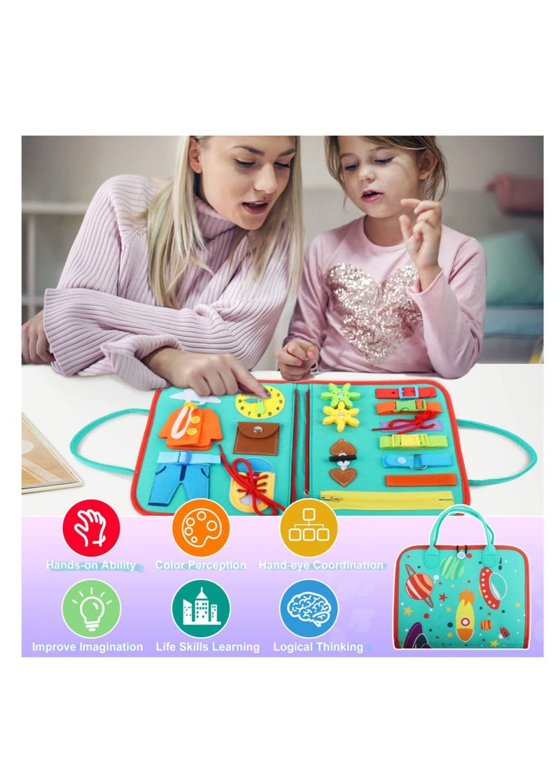 Busy Board Montessori Toys for Toddlers, Montessori Sensory Board for Learning Fine Motor Skills, Preschool Educational Toys to Learn Basic Skills for 1 2 3 4-Year-Old Boys Girls  - Image 3