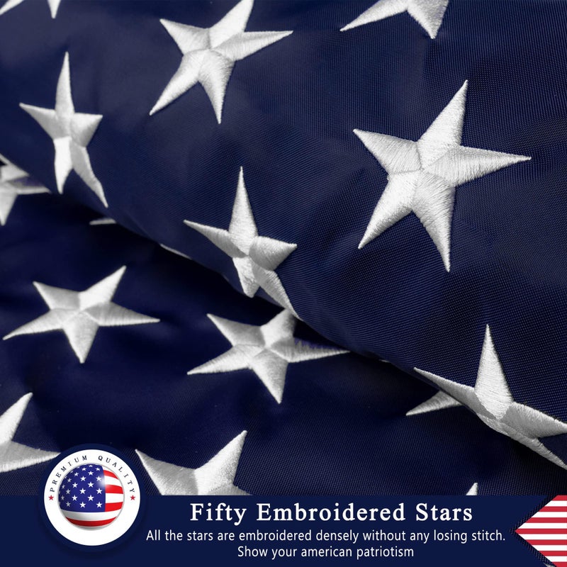 DANF FLAG American Flag 5x8 Ft for Outside, Heavy Duty Nylon US Flags for High Wind Outdoor, Fade Resistant and Waterproof USA Flag with Embroidered Stars, Sewn Stripes, Brass Grommets - Image 4