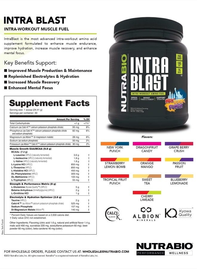 NutraBio Intra Blast - 30 Servings, New York Punch - Image 3