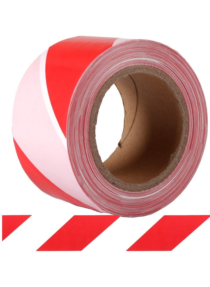 SUNRISE Red White Hazard Warning Safety Stripe Caution Tape 7.5cm by 300m Non-Adhesive Barrier Tape for Danger  Scene Hazardous - Image 1