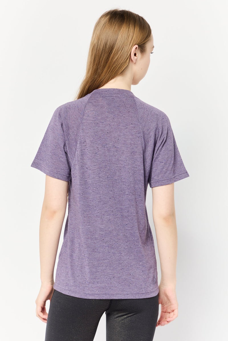 Adidas Women Sportswear Fit Short Sleeves Training T-shirt, Purple - Image 4