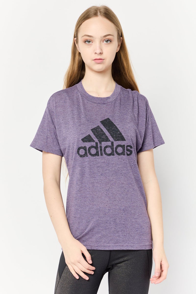 Adidas Women Sportswear Fit Short Sleeves Training T-shirt, Purple - Image 1