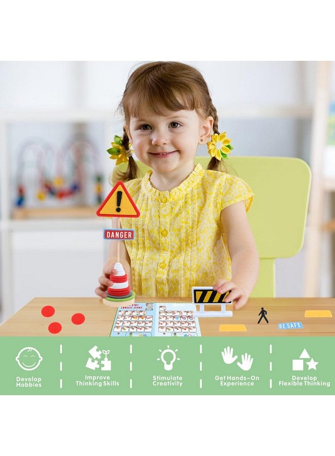 Coola 8 Pieces Felt Craft Traffic Signs for Kids,Including DIY Craft Street Sign, Road Signs and Traffic Light,Craft Kits Toy for Kids Ages 3-8 - Image 3