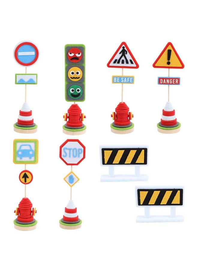 Coola 8 Pieces Felt Craft Traffic Signs for Kids,Including DIY Craft Street Sign, Road Signs and Traffic Light,Craft Kits Toy for Kids Ages 3-8 - Image 1