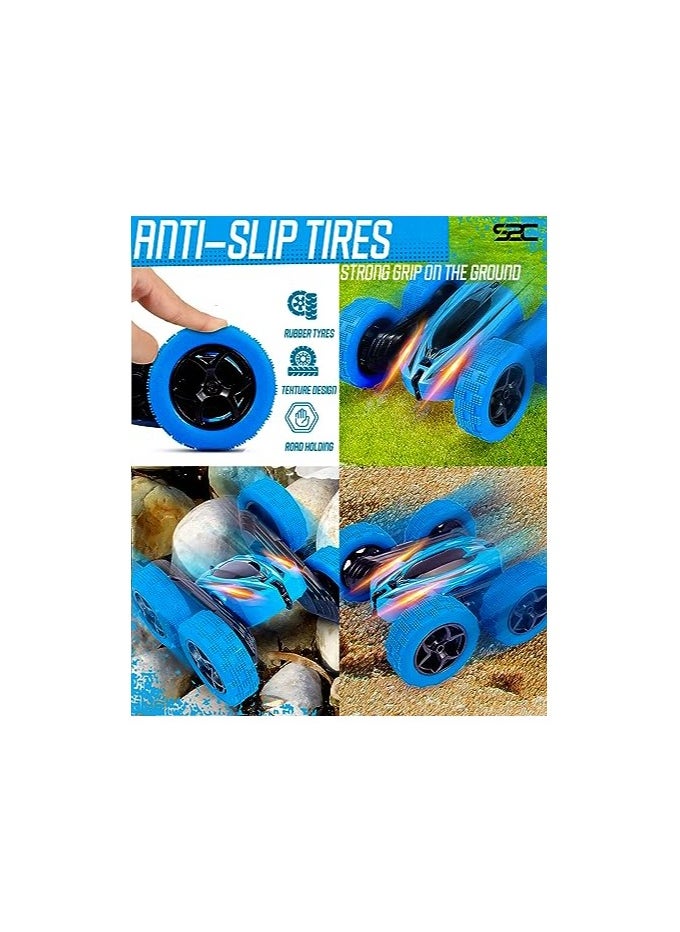 S2C S2C Remote Control Car, RC Cars Stunt Car Toy, 4WD 2.4Ghz Double Sided 360° Rotating RC Car with Headlights, Kids Xmas Toy Cars for Boys/Girls (Blue)  - Image 5