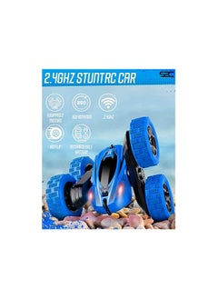 اي 2 سي سيارة التحكم عن بعد S2C، لعبة سيارة حركات بهلوانية RC، سيارة 4WD 2.4 جيجا هرتز ذات وجهين تدور 360 درجة مع مصابيح أمامية، سيارات لعب للأطفال في عيد الميلاد للأولاد/البنات (أزرق)  - Image 4