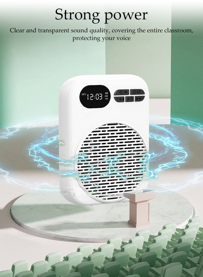 DUNISO Voice Amplifier for Teachers，Bluetooth Voice Amplifier with Wired Microphone Headset，Portable Rechargeable Bullhorn with Strap，Support U Disk and TF Card,Suitable for Teachers Tour Guides Coaches，White - Image 5