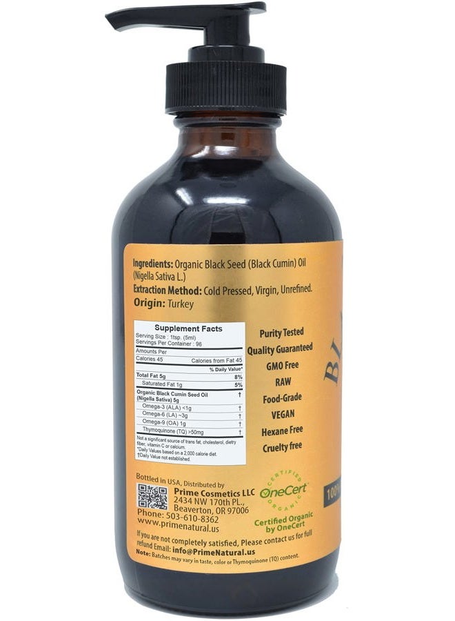 Prime Natural زيت الحبة السوداء العضوي 16 أونصة - معصور على البارد غير مكرر عالي الثيموكينون 1.7% معتمد من وزارة الزراعة الأمريكية - أصل تركي سائل نيجلا سativa قوي - نباتي أوميغا 3 6 9، مضاد للأكسدة - Image 2