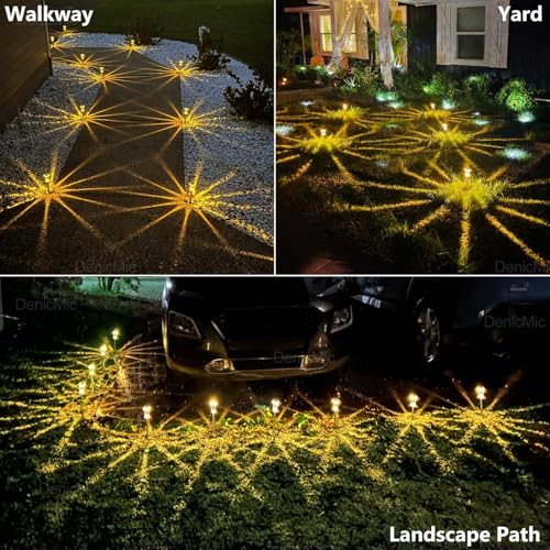 DenicMic Solar Lights Outdoor 10 Pack Waterproof 3000K Warm White LED Acrylic lamp Head Stainless Steel Stake for Landscape Lighting Path Walkway Sidewalk Backyard Patio Christmas Decor - Image 4