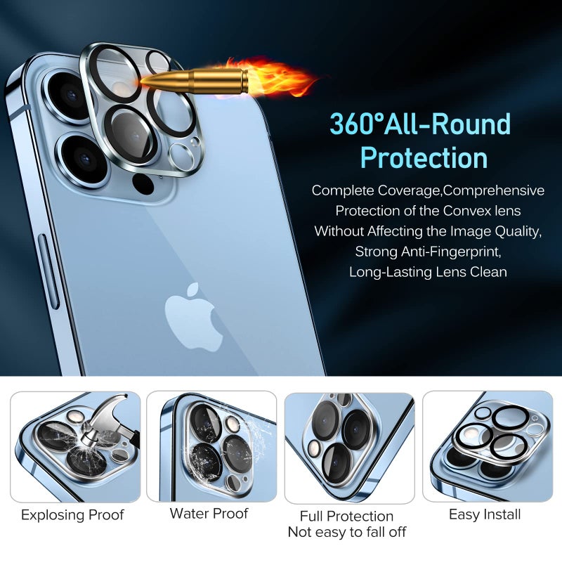 ivoler [4 Pack]iVoler Camera Lens Protector Designed for iPhone 13 Pro Max 6.7â€/13 Pro 6.1â€ Screen Protector Tempered Glass[Case Friendly][New version],Scratch-Resistant,Easy Installation,Clear+Black Circle - Image 5