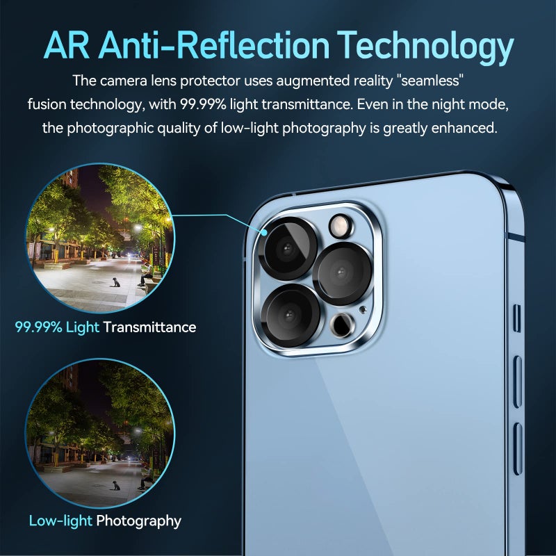 ivoler [4 Pack]iVoler Camera Lens Protector Designed for iPhone 13 Pro Max 6.7â€/13 Pro 6.1â€ Screen Protector Tempered Glass[Case Friendly][New version],Scratch-Resistant,Easy Installation,Clear+Black Circle - Image 4