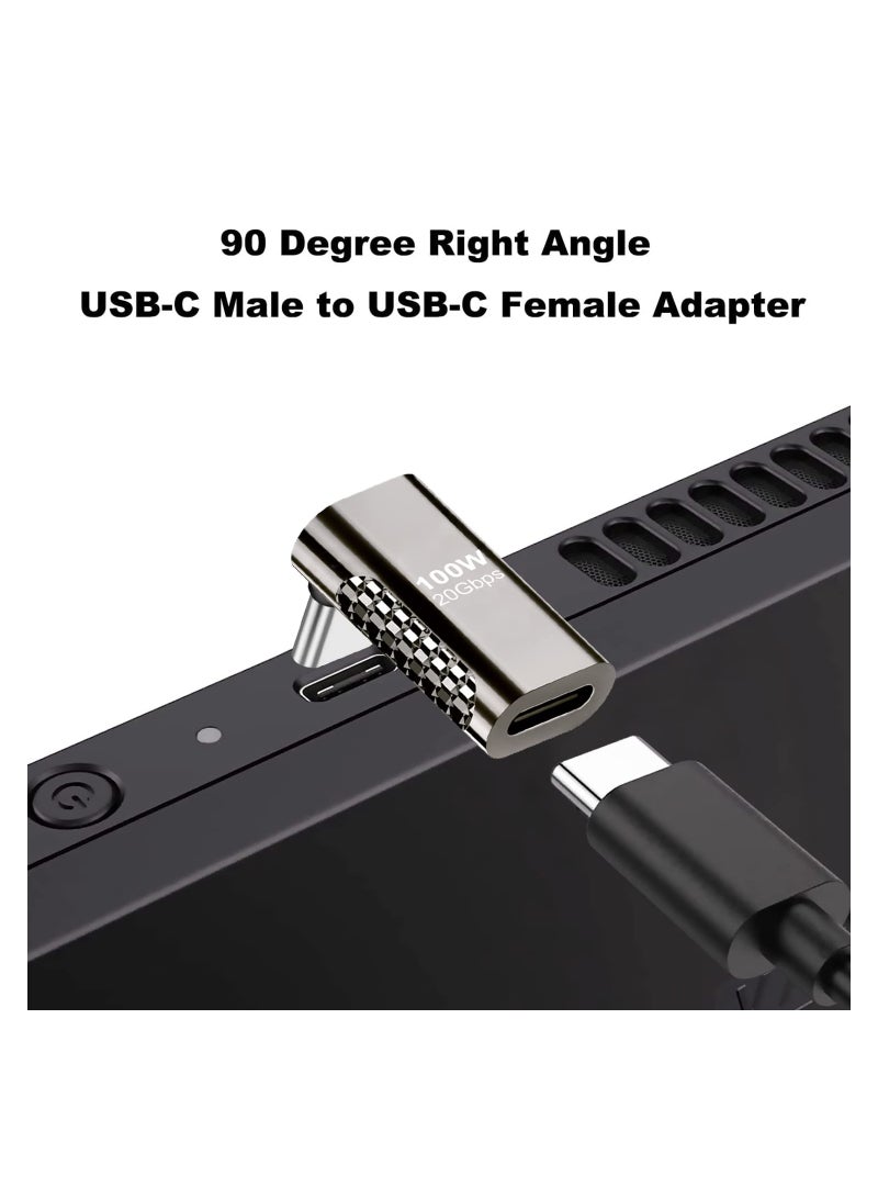 SOLARAE محول USB C بقوة 100 واط (5 عبوات)، عمودي لأعلى ولأسفل، يسار ويمين بزاوية 90 درجة، موصل USB Type C ذكر إلى أنثى بسرعة 20 جيجابت في الثانية، موصل أنثى إلى أنثى لجهاز Steam Deck، Switch، MacBook Pro، لابتوب - Image 3