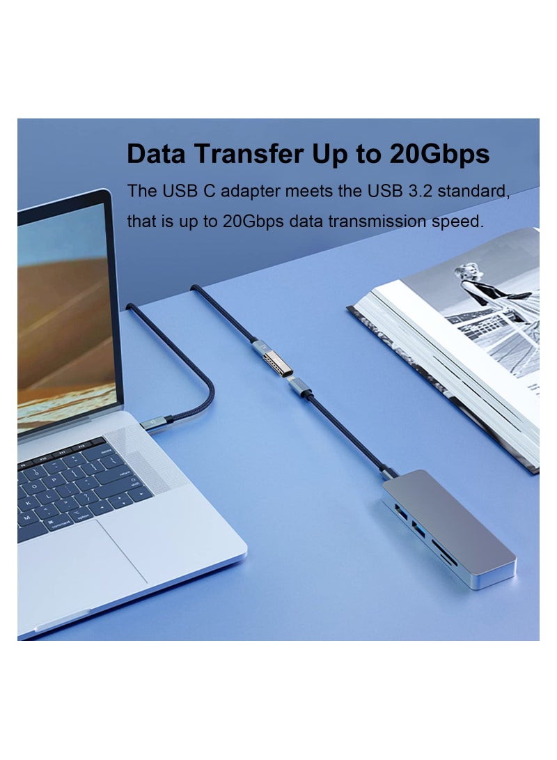 SOLARAE محول USB C بقوة 100 واط (5 عبوات)، عمودي لأعلى ولأسفل، يسار ويمين بزاوية 90 درجة، موصل USB Type C ذكر إلى أنثى بسرعة 20 جيجابت في الثانية، موصل أنثى إلى أنثى لجهاز Steam Deck، Switch، MacBook Pro، لابتوب - Image 5