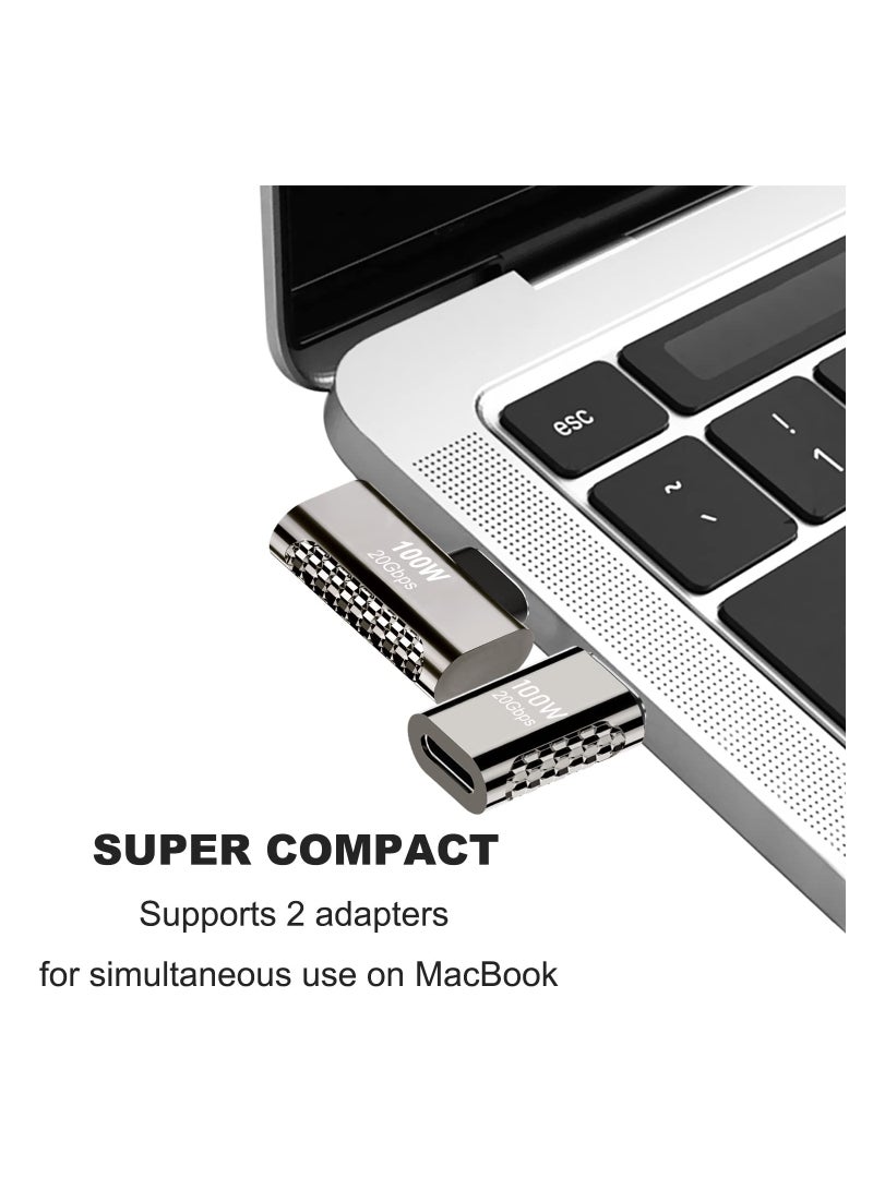 SOLARAE محول USB C بقوة 100 واط (5 عبوات)، عمودي لأعلى ولأسفل، يسار ويمين بزاوية 90 درجة، موصل USB Type C ذكر إلى أنثى بسرعة 20 جيجابت في الثانية، موصل أنثى إلى أنثى لجهاز Steam Deck، Switch، MacBook Pro، لابتوب - Image 2