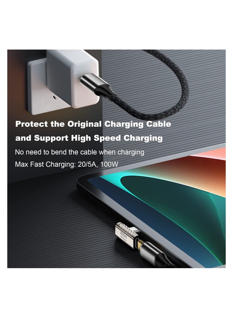 SOLARAE محول USB C بقوة 100 واط (5 عبوات)، عمودي لأعلى ولأسفل، يسار ويمين بزاوية 90 درجة، موصل USB Type C ذكر إلى أنثى بسرعة 20 جيجابت في الثانية، موصل أنثى إلى أنثى لجهاز Steam Deck، Switch، MacBook Pro، لابتوب - Image 4