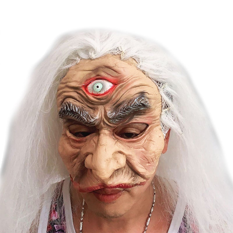 Realistic Three Eyes Latex Old Man Half Head Cover Mask Grandpa Wrinkle for Halloween Cosplay Horror Party Theater Performance - Image 1