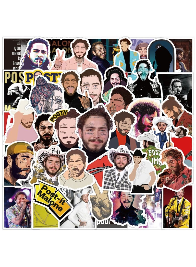 general 50-Piece Post Malone Cute Vinyl Waterproof Sticker