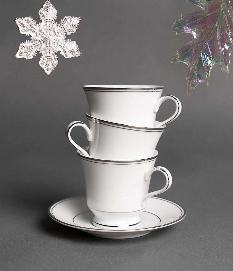 DANKOTUWA, world-class tableware Dankotuwa Luxury Platinum Tea Coffee Cup and Saucer Set for 6 (12 Pcs, 210ml) | Fine Porcelain | Vegan, Scratch Resistant, Dishwasher Safe, Gift for Anniversary (Infinity Platinum) - Image 5