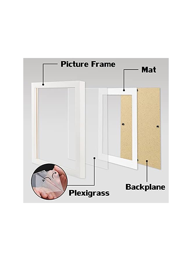The Bros إطارات صور بيضاء 8x10 من الخشب الصلب لعرض الصور 6x8 مع إطار أو 8x10 بدون إطار لمجموعة إطارات الصور للجدران والطاولات (4 عبوات) - Image 4