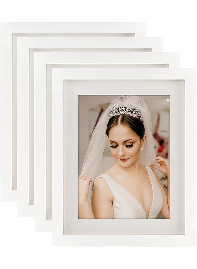 The Bros إطارات صور بيضاء 8x10 من الخشب الصلب لعرض الصور 6x8 مع إطار أو 8x10 بدون إطار لمجموعة إطارات الصور للجدران والطاولات (4 عبوات) - Image 1