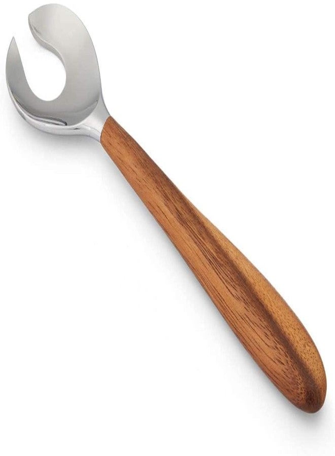 Nambe Nambé Curvo Serving Fork, 13 x 3 Inch - Acacia Wood Handle & Stainless Steel Utensil, Rounded Easy-Grip Design for Serving Main Dishes, Salads & Sides, Tableware Accessory - Image 5