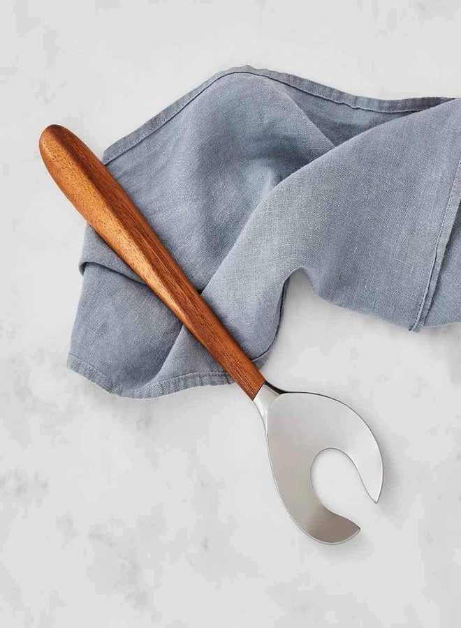 Nambe Nambé Curvo Serving Fork, 13 x 3 Inch - Acacia Wood Handle & Stainless Steel Utensil, Rounded Easy-Grip Design for Serving Main Dishes, Salads & Sides, Tableware Accessory - Image 4