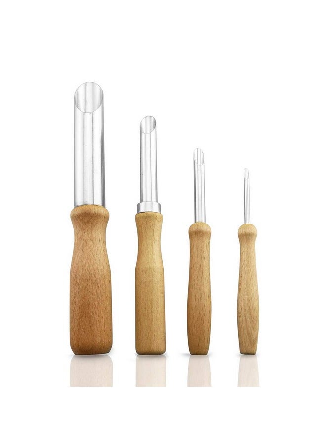 Bluecell - Pack Of 4 Stainless Steel And Wood Circular Clay Hole Cutters For Pottery And Sculpture - Image 1