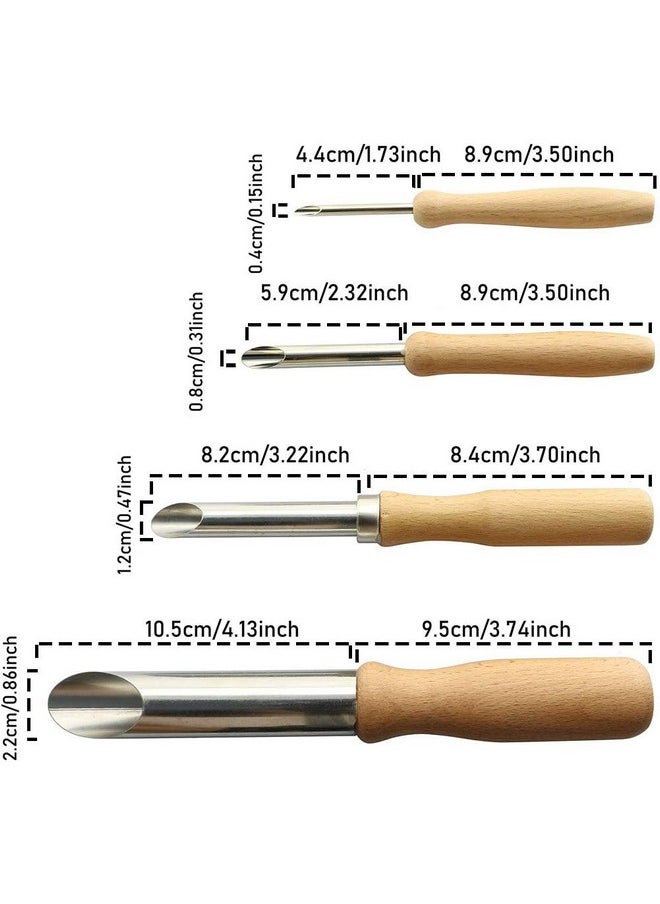Bluecell - Pack Of 4 Stainless Steel And Wood Circular Clay Hole Cutters For Pottery And Sculpture - Image 1