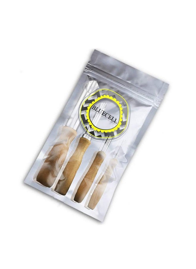 Bluecell - Pack Of 4 Stainless Steel And Wood Circular Clay Hole Cutters For Pottery And Sculpture - Image 1