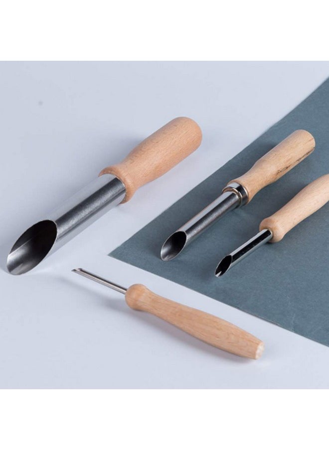 Bluecell - Pack Of 4 Stainless Steel And Wood Circular Clay Hole Cutters For Pottery And Sculpture - Image 1