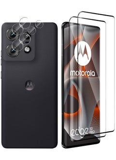 General [2+2 Pack] Motorola Edge 50 Pro 5G Screen Protector & Camera Lens Protector, Bubble Free 9H Hardness Anti-Scratch Tempered Glass for Moto Edge 50 Pro  - Image 1