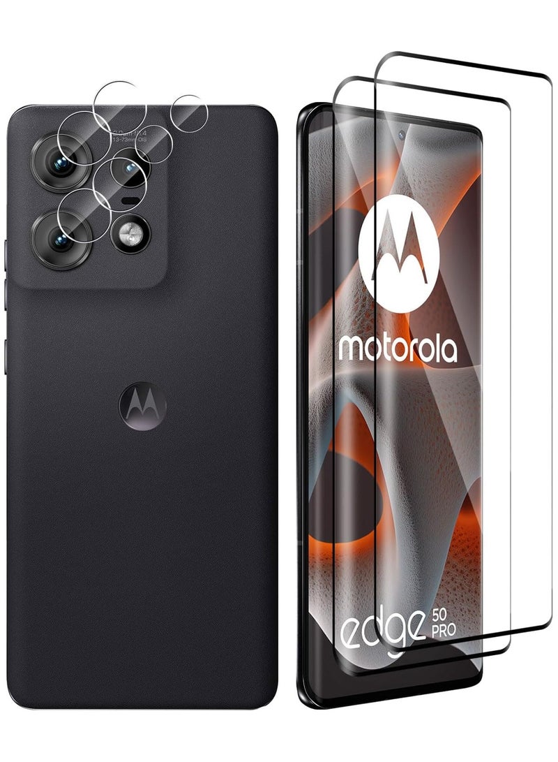 general [2+2 Pack] Motorola Edge 50 Pro 5G Screen Protector & Camera Lens Protector, Bubble Free 9H Hardness Anti-Scratch Tempered Glass for Moto Edge 50 Pro - Image 1