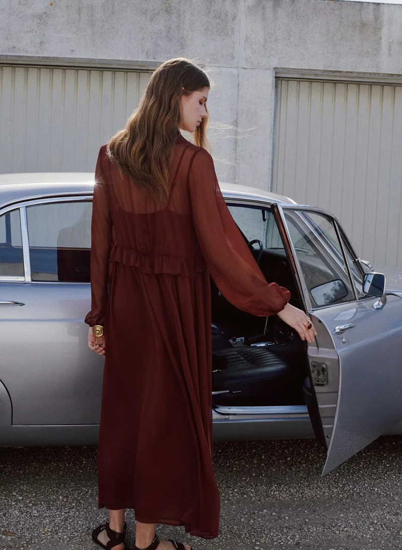 مانجو Puffed Sleeves Dress