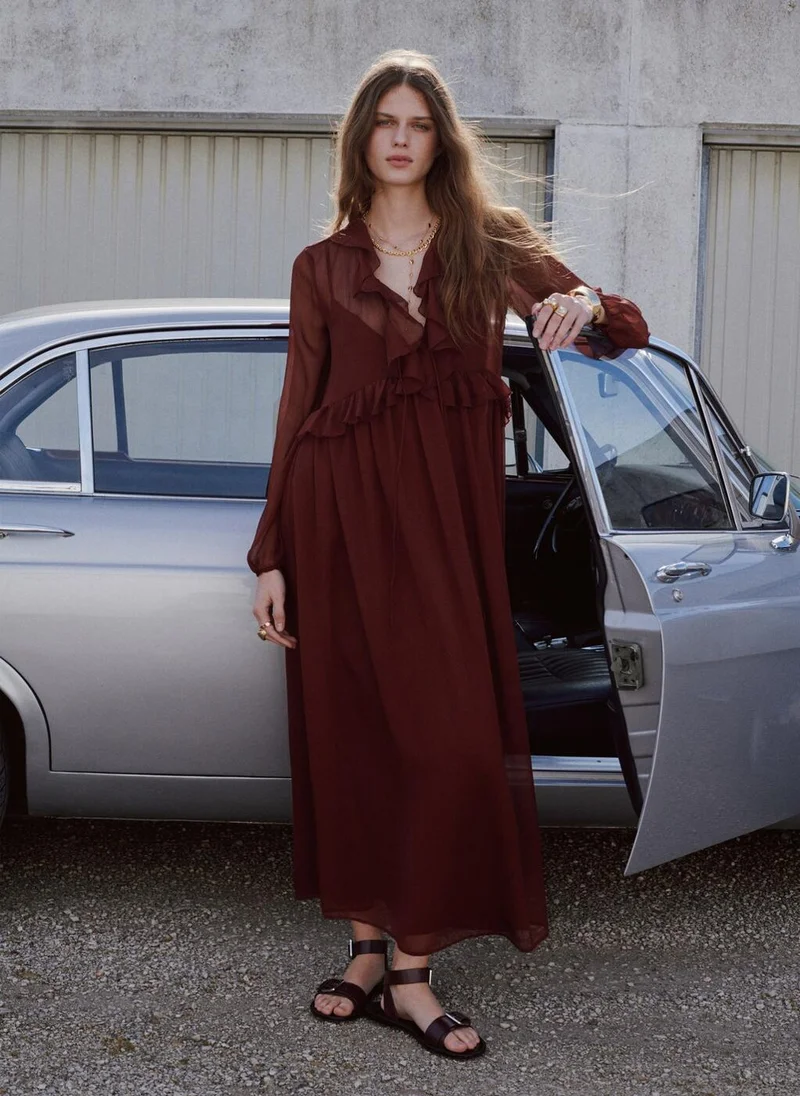 مانجو Puffed Sleeves Dress