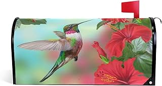 WOOR WOOR Spring Bird Hummingbird and Flowers Magnetic Mailbox Cover Oversized for Garden Yard Outdoor Decorations-25.5"  - Image 1