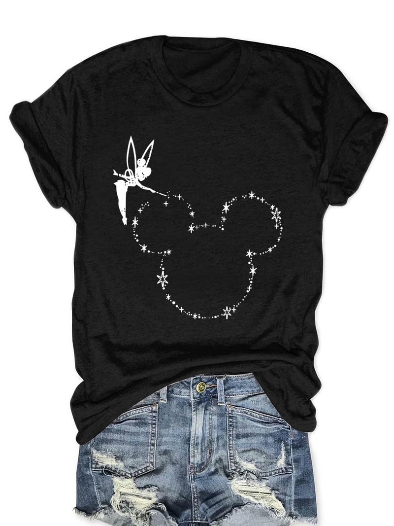 COSYOUNGER Magical Shirts for Women Magic Kingdom Tshirt Castle Graphic Tee Family Vacation Short Sleeve Tops Summer Fairy Cute Tops Black L - Image 1