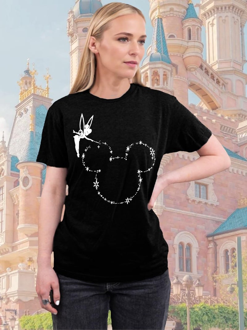 COSYOUNGER Magical Shirts for Women Magic Kingdom Tshirt Castle Graphic Tee Family Vacation Short Sleeve Tops Summer Fairy Cute Tops Black L - Image 3