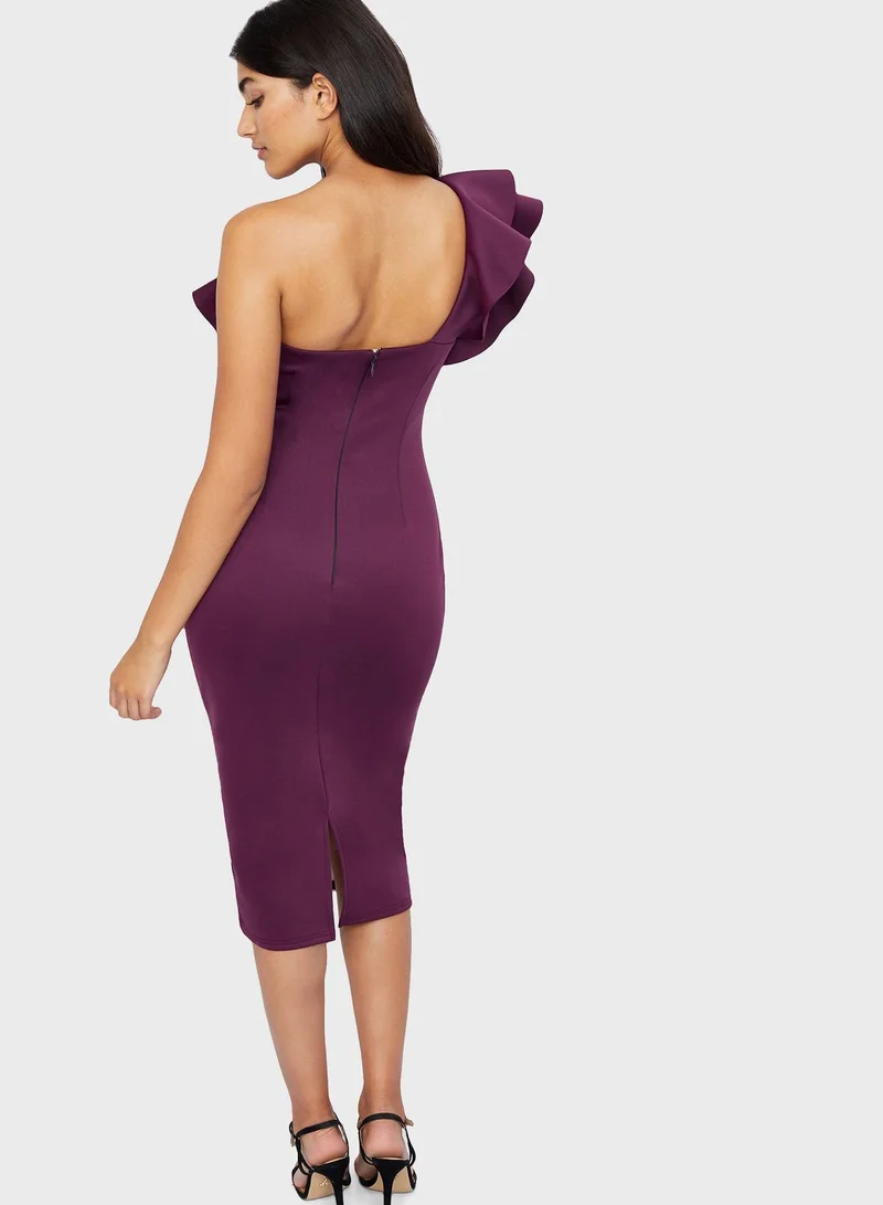 lipsy one shoulder ruffle dress Lipsy