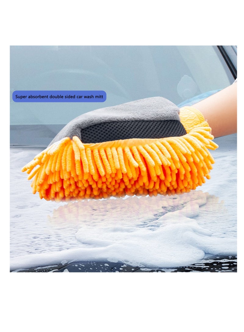 SYOSI 2 Pcs Car Wash Mitt Glove, Super Absorbent Wash Mitt for Car Washing, Microfiber Wash Mitt for Car Washing Household Cleaning,Orange - Image 4