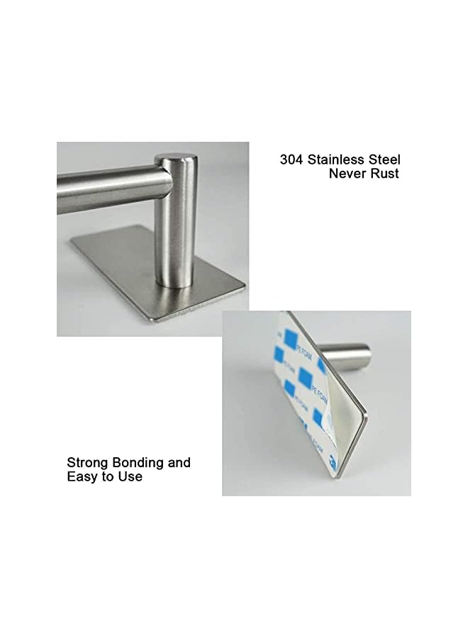 S-TOP Self Adhesive Bathroom Towel Bar- Stainless Steel Bath Wall Shelf Rack Hanging Towel Stick On Sticky Hanger Contemporary Style, NO Drilling (Brushed Nickel Finish, 24-Inch Towel Rack) - Image 2
