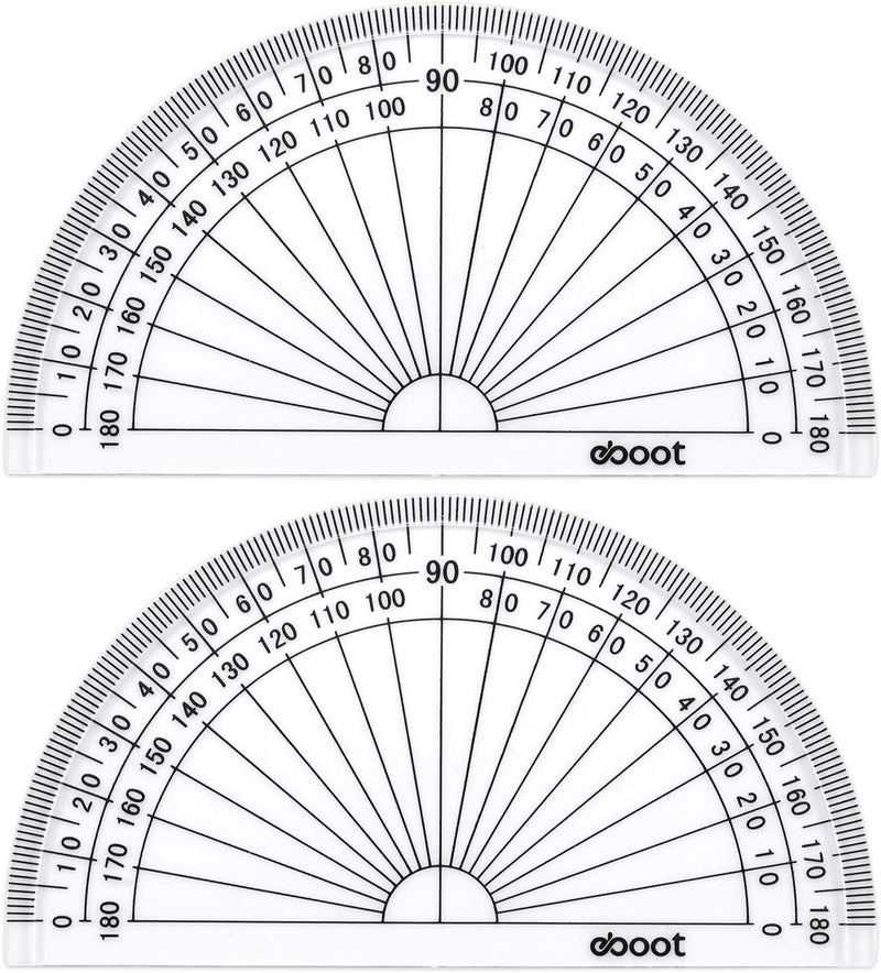 eBoot Plastic Protractor Math Protractors 180 Degrees, 4 Inch, Clear, Pack of 2 - Image 1