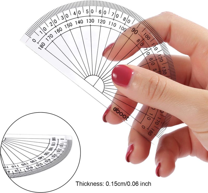 eBoot Plastic Protractor Math Protractors 180 Degrees, 4 Inch, Clear, Pack of 2 - Image 4