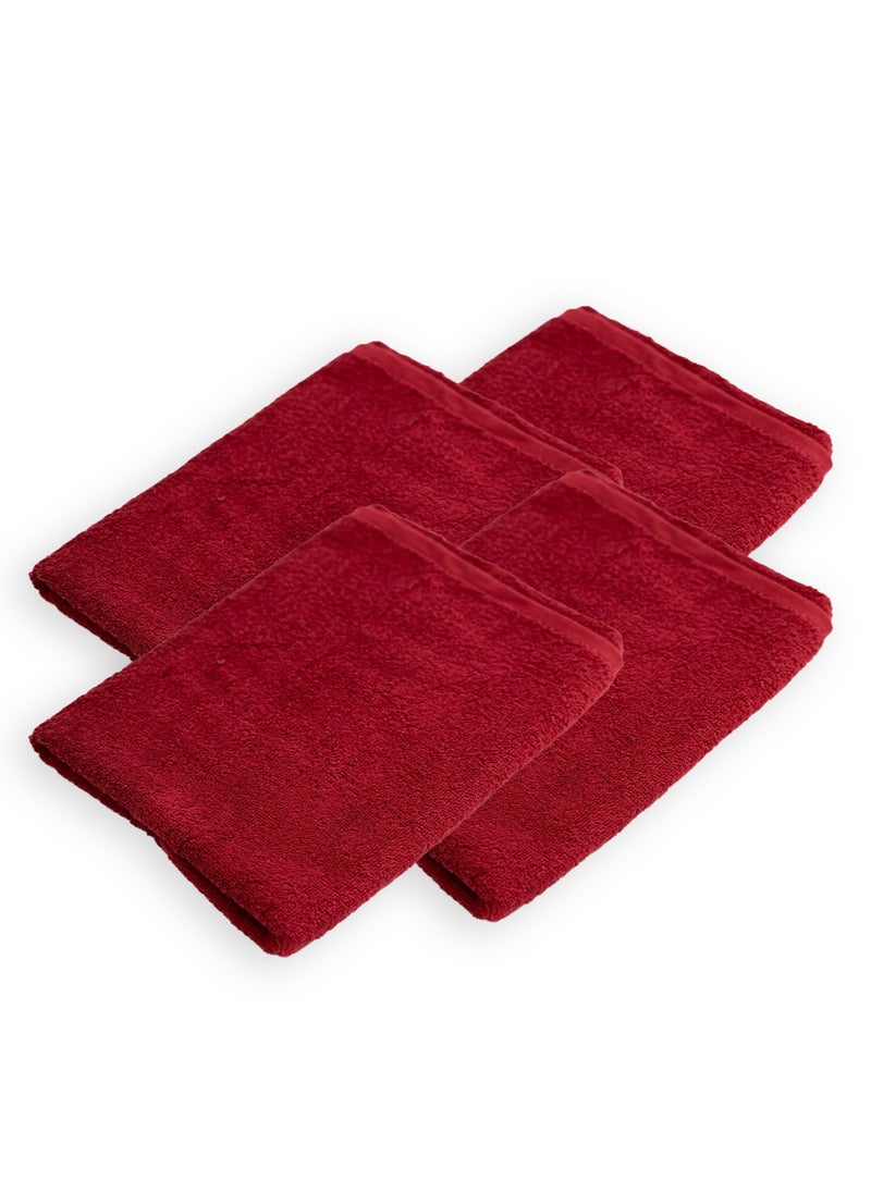 More cottons  فوطة يد سادة 4 قطع مقاس (30x30) احمر 