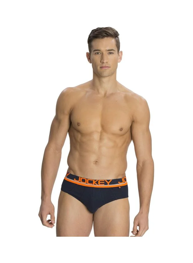 JOCKEY Jockey Men Cotton Briefs Pack of 1 FP01 Navy and Neon Orange Large Navy and Neon Orange L