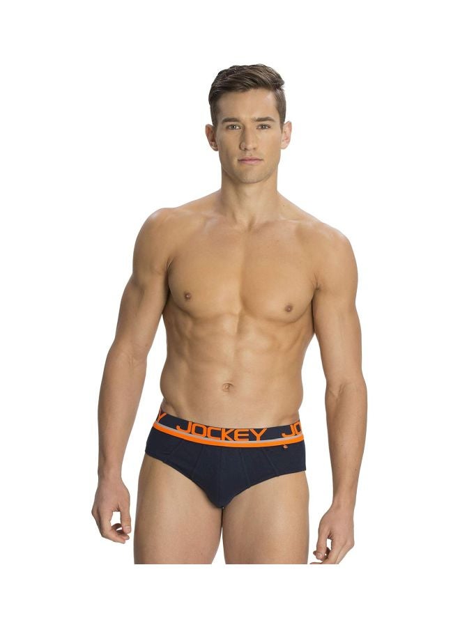 Jockey Men Cotton Briefs Pack of 1 FP01 Navy and Neon Orange Large Navy and Neon Orange L