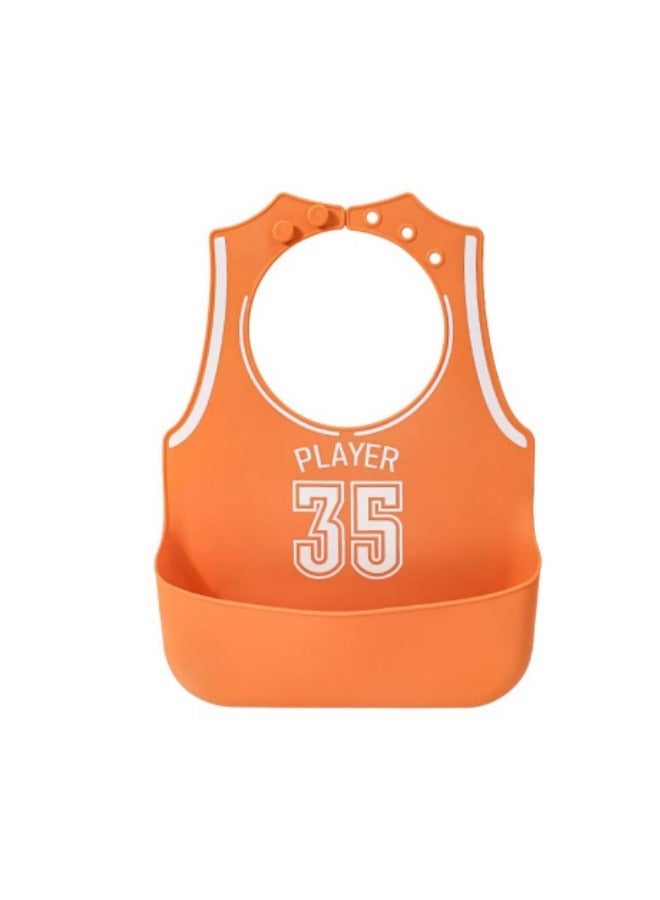 Baby Silicone Bib Baby Eating Bib Newborn Infant Functional Silicone Lightweight Food Bibs Orange - Image 1