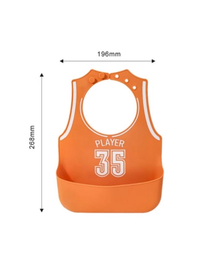 Baby Silicone Bib Baby Eating Bib Newborn Infant Functional Silicone Lightweight Food Bibs Orange - Image 5